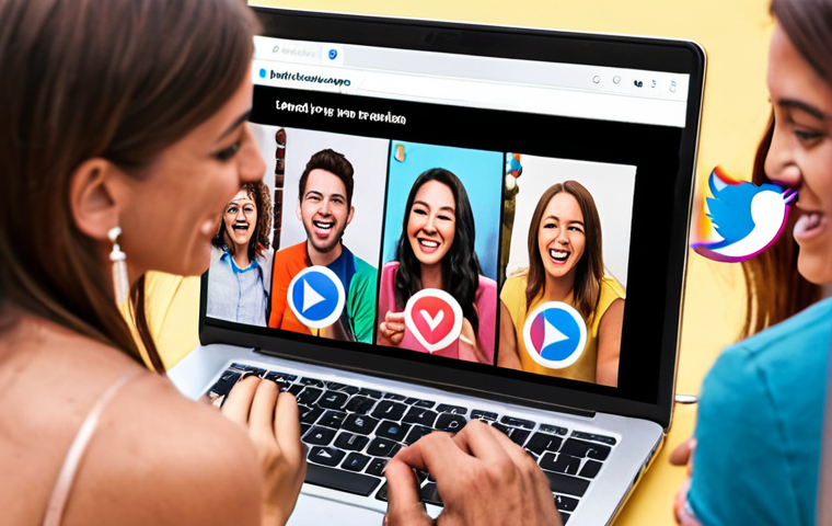 **Social Media Memory Sharing**: Create an image depicting a group of friends sharing joyful memories on social media. Show them gathered around a laptop or smartphone, with colorful images and comments appearing on the screen, capturing the warmth and connection of shared experiences.